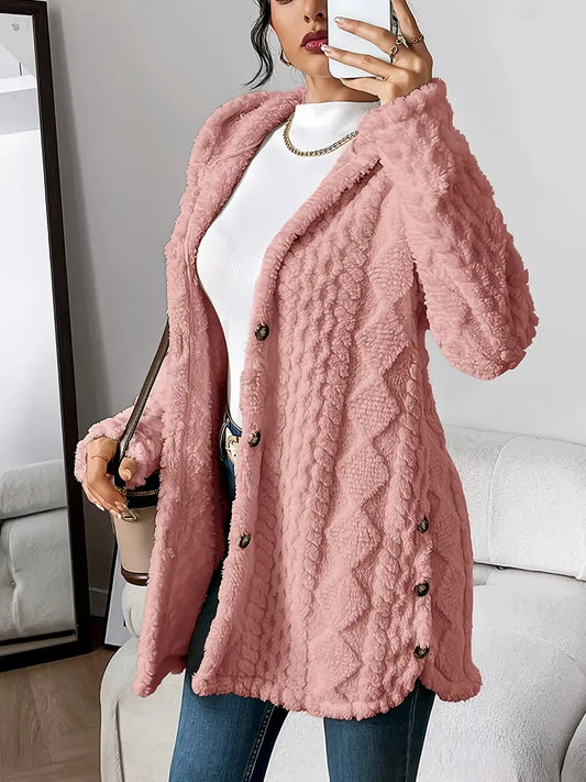 Manteau à capuche texturée Élégance
